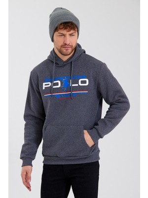 Polo State Erkek Baskılı 3 Iplik Sweatshirt Antrasit