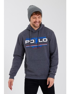 Polo State Erkek Baskılı 3 Iplik Sweatshirt Antrasit