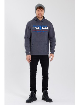 Polo State Erkek Baskılı 3 Iplik Sweatshirt Antrasit