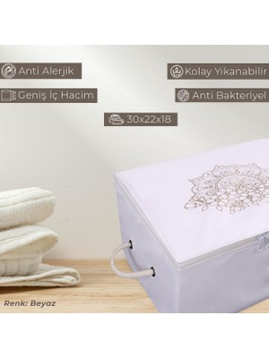 Cuty Home Ok Home Ev Tekstil Baskılı Beyaz Hurç 3'lü Set