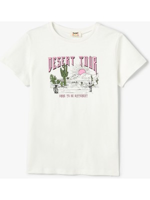 Koton Baskılı Tişört Bisiklet Yaka Kısa Kollu Pamuklu