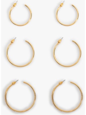 Koton Doğal Taşlı Küpe Yıldız ve Ay Şekilli Çelik Karışımlı