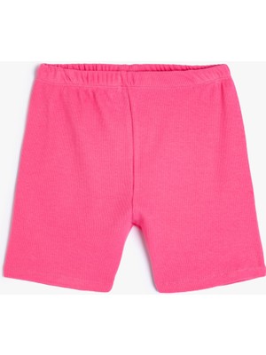 Koton Basic Kısa Tayt Dokulu Beli Lastikli Pamuklu