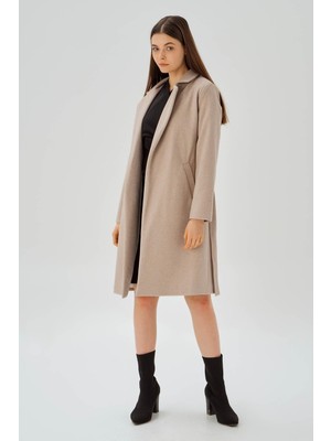 Rays 7218A Belden Bağlamalı Kaşe Kaban Camel