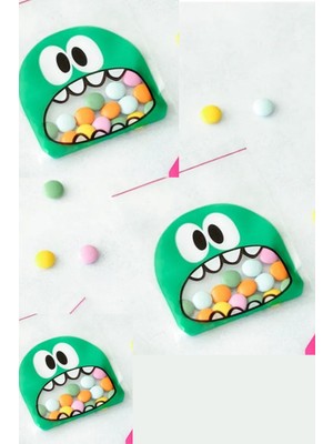 Emtory Home 25 Adet Yeşil Renk Canavar Bantlı Jelatin Bonibon Paketi Paketi 10 x 15 cm