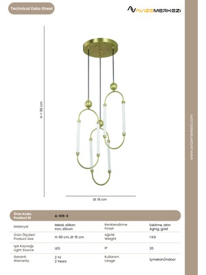 Avize Merkezi Üçlü Yuvarlak Ledli Avize A-515-3