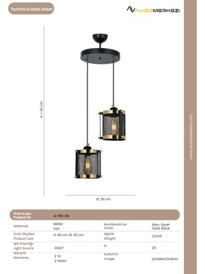 Avize Merkezi A-193-2G Telli Avize