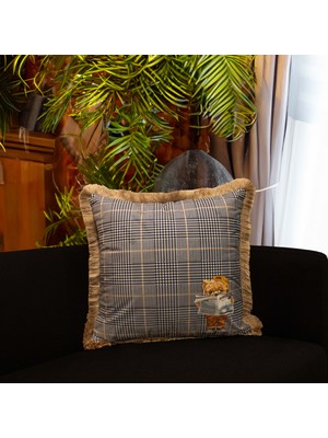 Adawall Kareli Gazeteci Teddy Dekoratif Kırlent