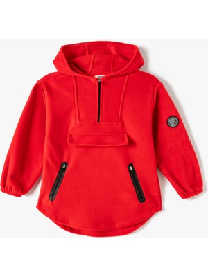 Koton Polar Sweatshirt Yarım Cepli Aplikeli