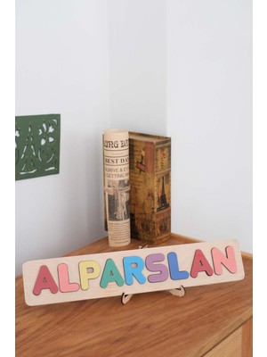 Bugula Ahşap Oyuncak İsme Özel Puzzle 6-7-8 Harf Gökkuşağı Yenidoğan Baby Shower Hediyesi Kişisel Oyuncak