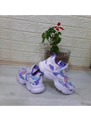 M.P One   3216 Mor Simli Cırtlı Hafif Rahat Kız Çocuk Spor Ayakkabı