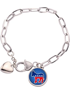 Diythinker Amerika Donkey Emblem Demokratik Parti Kalp Chain Bracelet Jewelry Charm Fashion (Yurt Dışından)