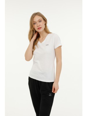 Kinetix Wb V Neck 11SN227 4fx Beyaz Kadın Kısa Kol T-Shirt