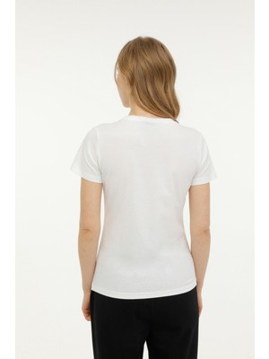 Kinetix Wb V Neck 11SN227 4fx Beyaz Kadın Kısa Kol T-Shirt