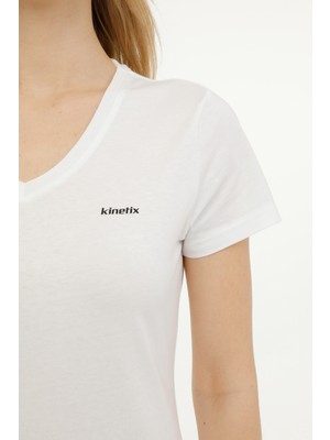 Kinetix Wb V Neck 11SN227 4fx Beyaz Kadın Kısa Kol T-Shirt