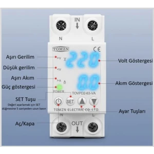 Voltaj ve Akım Koruma Rölesi 40A Yüksek Alçak Gerilim Akım Koruyucu Röle Yeni Tasarım Elektrik Bekçisi