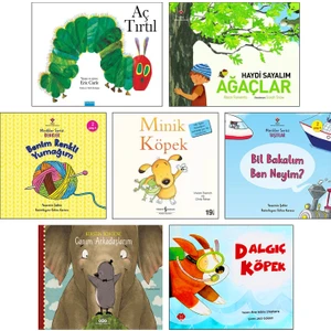 Aç Tırtıl (Eric Carle) + Haydi Sayalım Ağaçlar + Benim Renkli Yumağım + Bil Bakalım Ben Neyim? + Minik Köpek + Canım Arkadaşlarım (Kerstin Schoene) + Dalgıç Köpek / 7li Çocuklar İçin Hikaye Kitapları