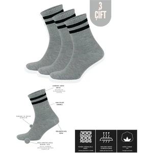 Kral Socks  Erkek Kadın (3 Çift) Çizgili Kolej Tenis Çorabı Pamuklu Terletmez Çorap
