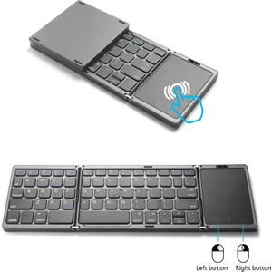 Windows Android Tablet Telefon Için 3 Kanal Bağlantılı Taşınabilir Mini Katlanır Kablosuz Bluetooth 5.1 Klavye, Gümüş (Yurt Dışından)