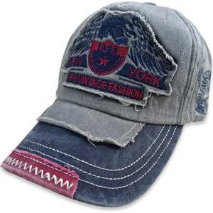 Şapka Market Newyork Vintage Gri Lacivert Beyzbol Şapka