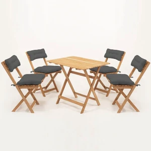 Meya Dekor 4+1 Minderli Balkon Bahçe Mutfak Bistro Set Katlanır Masa-Sandalye