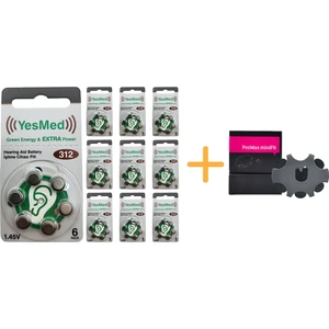 Yesmed Extra Power 312 Numara Işitme Cihazı Pili (10 Paket x 6 Adet = 60 Adet Pil ) + Hediye Prowax Minifit Filtre