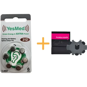 Yesmed Extra Power 312 Numara Işitme Cihazı Pili (1 Paket = 6 Adet Pil ) + Hediye Prowax Minifit Filtre