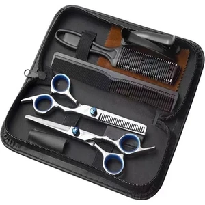 7 Parça Deri Çantalı Saç Kesim Makas Seti XLQ515 Set Kuaför Berber Ev Tipi