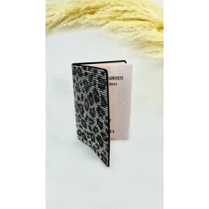 Oasis Life Siyah Leopar Taşlı Pasaport Kılıfı Kabı