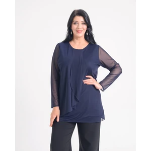 Lilas Xxl Büyük Beden Lacivert Renkli Şifon Bluz