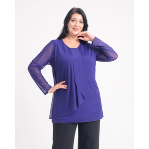 Lilas Xxl Büyük Beden Mor Renkli Şifon Bluz