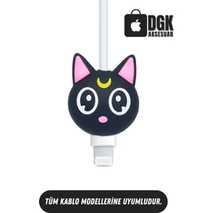 Kablo Ucu Koruyucu Pembe Kulaklı Kedi Figürlü