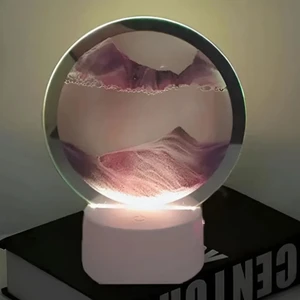 Rgb Işıklı Kum Lambası Gece Lambası Kum Saati 3D Hareketli