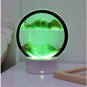 Rgb Işıklı Kum Lambası Gece Lambası Kum Saati 3D Hareketli