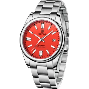 Kırmızı Benyar 5185TLUXURY Paslanmaz Çelik Bant Mekanik Saatler Aydınlık Benyar Otomatik Saatler Erkekler Montre Benyar (Yurt Dışından)