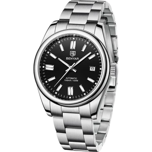 Siyah Benyar 5185TLUXURY Paslanmaz Çelik Bant Mekanik Saatler Aydınlık Benyar Otomatik Saatler Erkekler Montre Benyar (Yurt Dışından)