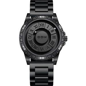 Çelik-Siyah Dom 1726 Erkekler Için Yeni Izle Manyetik Rolling Pointer Benzersiz Tasarım Erkek Kuvars Saatler Lüks Paslanmaz Çelik Kol Saatleri (Yurt Dışından)