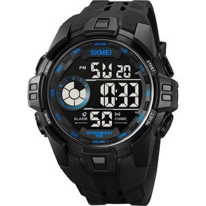 Mavi Dijital Saat Özel Logo 2123 5ATM Su Geçirmez Reloj Yuvarlak Beyaz Renk Erkekler Kronograf Çift Zamanlı Ekran Açık Spor Dijital Saat (Yurt Dışından)
