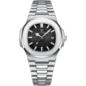 BDJ03100002 Resim Olarak 2023 Yeni Poedagar 613 Lüks Izle Iş Su Geçirmez Erkek Saat Aydınlık Tarih Paslanmaz Çelik Kare Kuvars Erkek Saat Reloj (Yurt Dışından)