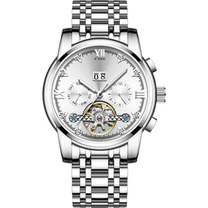 Beyaz Mekanik Saat Yeni Tourbillon Erkek Mekanik Saat Takvimli Tam Otomatik Su Geçirmez Çok Fonksiyonlu Mekanik Saat (Yurt Dışından)