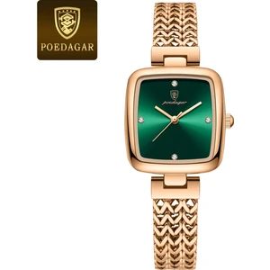 C Poedagar 768 Lüks Kare Saat Kadın Su Geçirmez Paslanmaz Çelik Bayanlar Kuvars Izle Elbise Zarif Saatler Moda Reloj (Yurt Dışından)