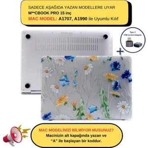 Macbook Pro Kılıf 15 inç A1707 A1990 ile Uyumlu Flower01NL
