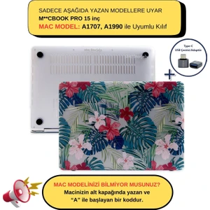 Macbook Pro Kılıf 15 inç A1707 A1990 ile Uyumlu Flower01NL
