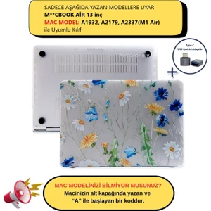 Macbook Air M1 Kılıf 13inç A1932 A2179 A2337 ile Uyumlu Flower01NL