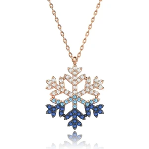 Takı Dükkanı Geçişli Renkli Gümüş Kar Tanesi Kolye wsn261