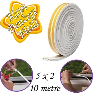 5x2=10 Metre Kapı Pencere Bandı Beyaz Fitili Yapışkanlı Soğuk Izolasyon Bant