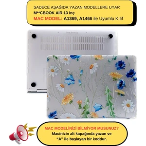 Macbook Air Kılıf 13 inç Flower01NL (Eski USB'li Model 2010-2017) A1369 A1466 ile Uyumlu
