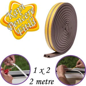 1x2=2 Metre Kapı Pencere Bandı Kahverengi Fitili Yapışkanlı Soğuk Izolasyon Bant