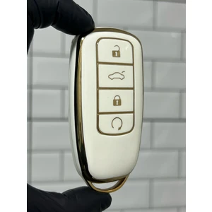 Barkas Elektronik Chery Tiggo 8 Pro Smart Anahtar Kılıfı Beyaz Gold