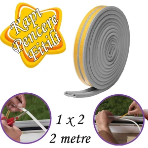 1x2=2 Metre Kapı Pencere Bandı Gri Fitili Yapışkanlı Soğuk Izolasyon Bant